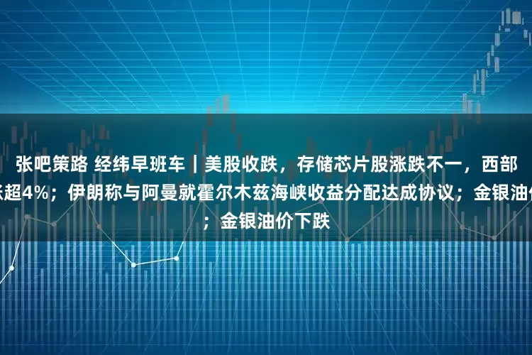 张吧策路 经纬早班车｜美股收跌，存储芯片股涨跌不一，西部数据涨超4%；伊朗称与阿曼就霍尔木兹海峡收益分配达成协议；金银油价下跌